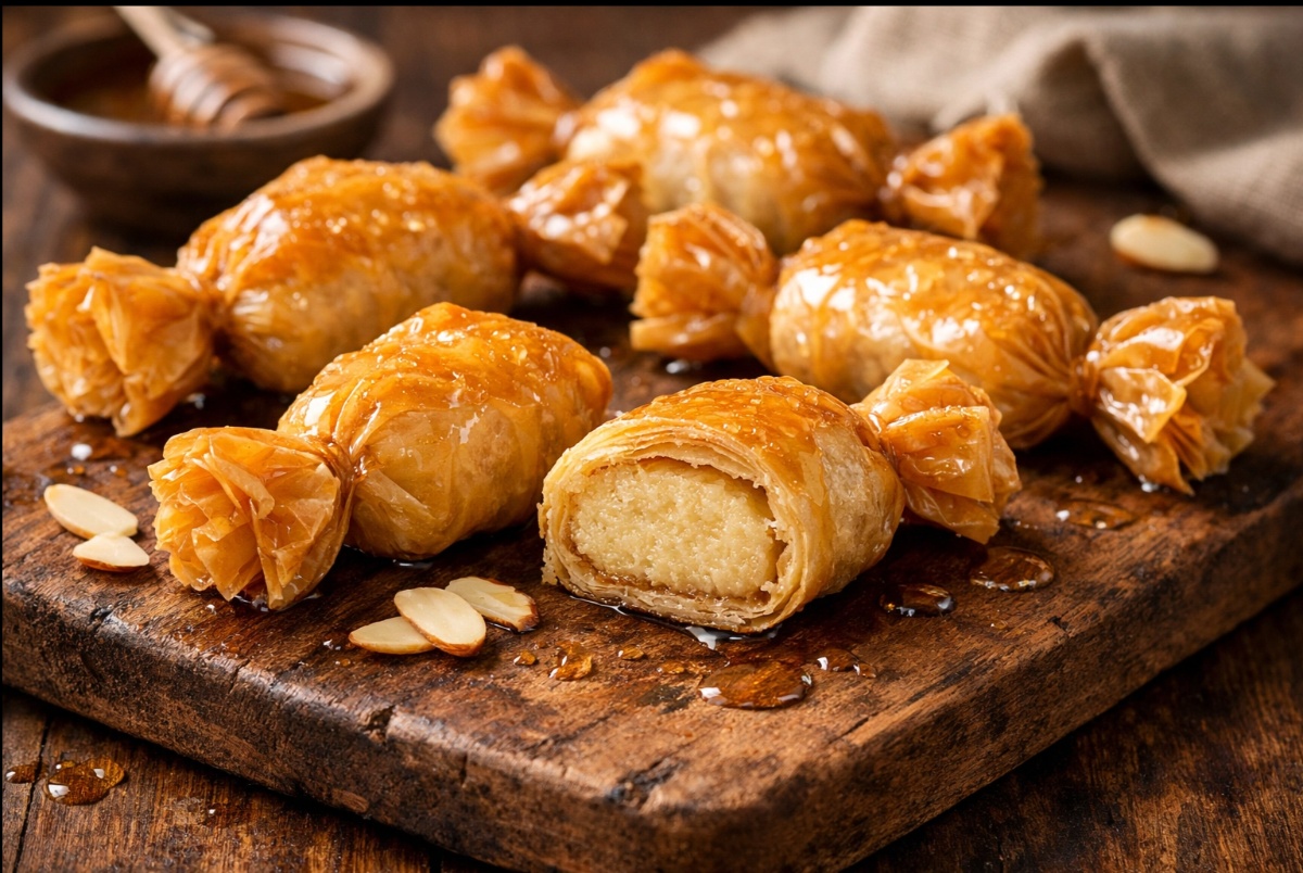 סוכריות פילו במילוי קרם שקדים