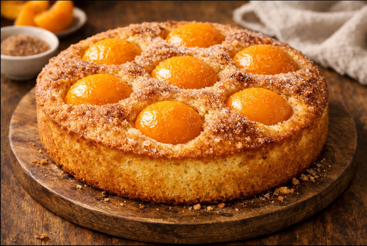 עוגת בחושה עם  פרי אפרסק