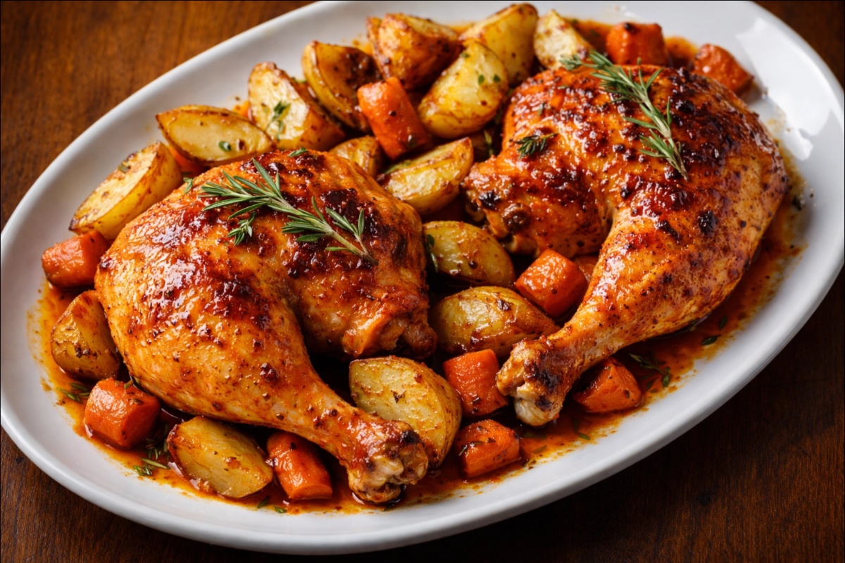 עוף אדום עם תפוח אדמה 