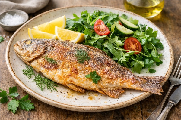 דג מטוגן עם קמח 