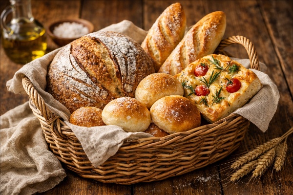 לחם, פיצה ופוקצה